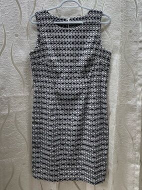 Mario Serrani Sheath Dress Women 10 Black White Excellent Geometric Sleeveless